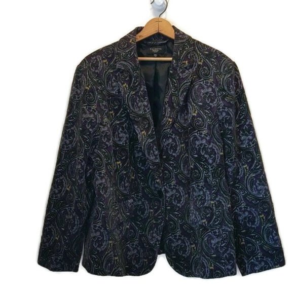 Talbots Women's Size 20W Cotton Blend Lined Gorgeous Print Career Wear Jacket